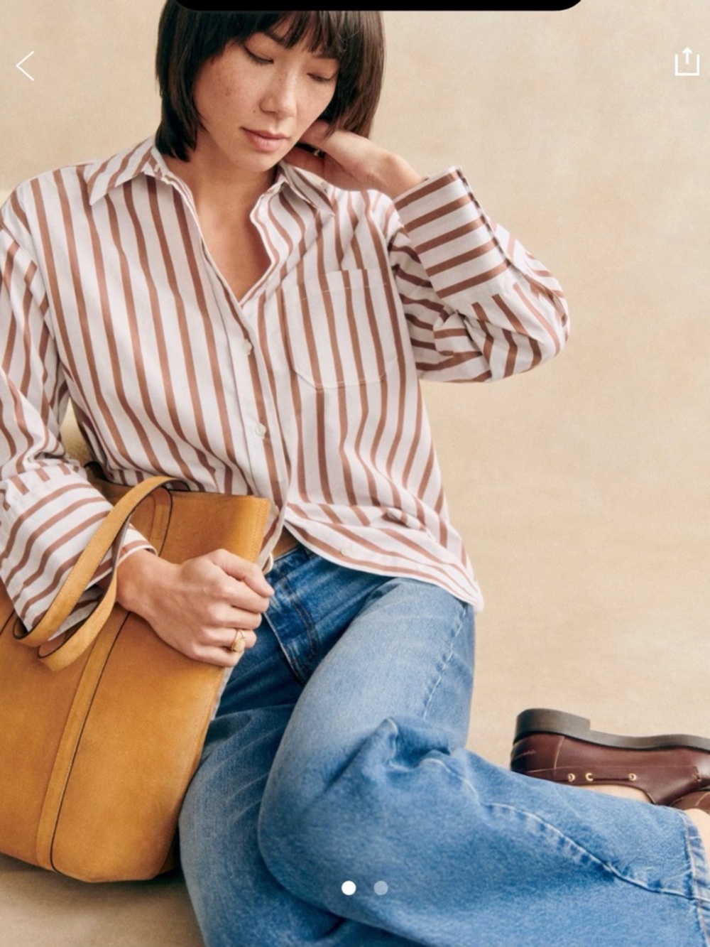 Sezane Bilma shirt in camel and ecru